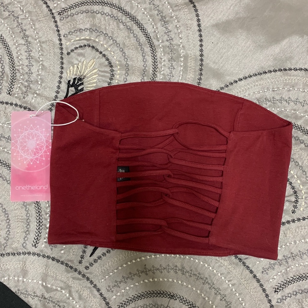 NWT Strapless Burgundy Bandeau Bralette S M L